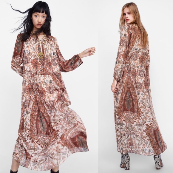 ZARA Paisley Printed Midi Dress - Picture 8 of 8